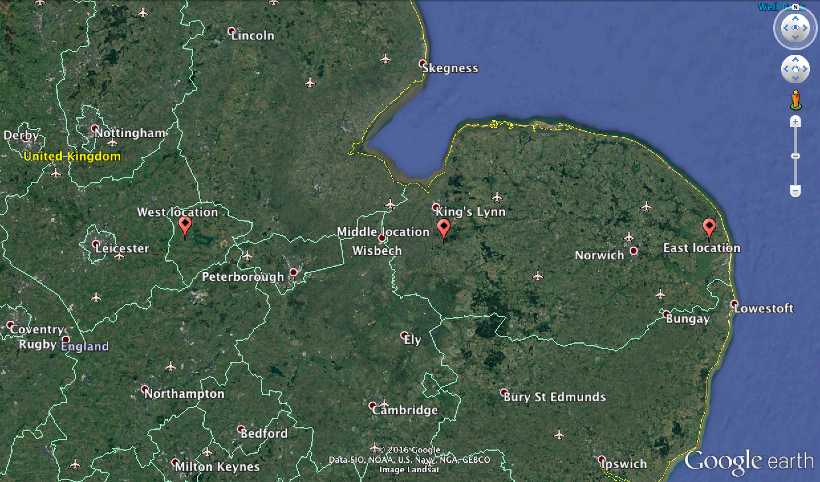 Map of the locations